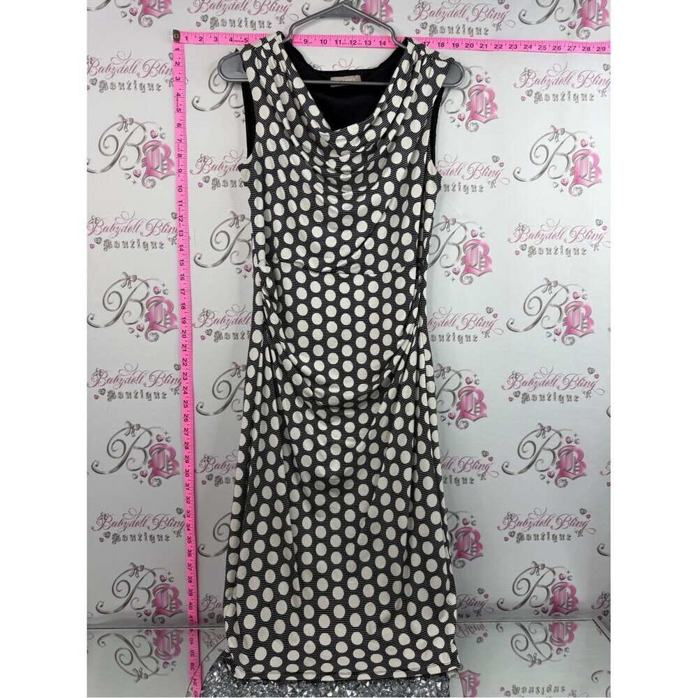 Planet dress dotted Sleeveless Black and White Polka Dot Cowl Midi Dress